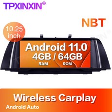 영어 매뉴얼 10.25인치 Android 11 6+128G BMW 5 시리즈 F10 F11 2009-2016 차량용 멀티미디어 플레이어 차량용 스테레오 GPS 내비게이션 자동 라, Android 11 4-64G NBT, 1개