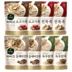 비비고 파우치 죽 450g (전복죽2+소고기죽2+녹두닭죽2+버섯야채죽2), 1세트