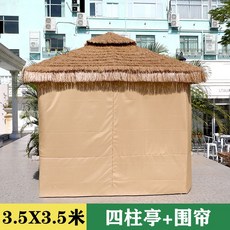 원두막 정자 설치 파고라 조립식 가격 야외 사각 정원 만들기 바베큐장 펜션 평상 팔각정, 11. 3.5x3.5m - 초가 정자 + 커튼