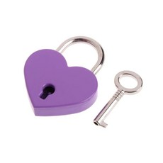 소원 잠금 빈티지 미니 심장 모양의 결혼식 키 자물쇠 상자, 4.for purple, 1개