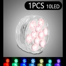 GEEKI 수중 조명 수영장 수족관 어항 수조 분수대 수중등 방수등 RGB LED 야간 야외 웨딩 파티 꽃병 그릇 장식 10LED, [01] 1 Lamp, 1개