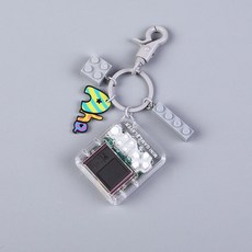 DAIT 열쇠고리 다마고치 키링 키홀더 게임 미니 선물, 1개, 그레이