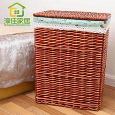 등나무라탄 더러운옷 순순함 좋다 실내 수납함, 중간사이즈 37 *27 *47cm, 있음 뚜껑 씰브라운 광주리 애니메이션
