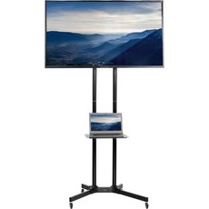 32~83인치 화면용 VIVO 모바일 TV 카트 최대 110파운드 LCD LED OLED 4K 스마트 플랫 및 커브드 패널 롤링 스탠드 및 노트북 DVD 선반 잠금 휠 Ma, 32