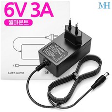 명호전자 6V 3A 아답터 3000mA 6V2A호환 벽걸이형 DC 6V 3A 어댑터, MH0630 기본잭(5.5x2.1~2.5mm)