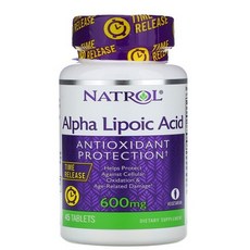 Natrol 미국직배송 나트롤 알파리포산 600mg 칼슘 100mg 45 타블렛 정품, 45정, 1개