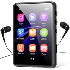 Conrain Bluetooth 5.3이 포함된 MP3 플레이어 스피커가 휴대용 HiFi 무손실 사운드 뮤직 내장 64GB 메모리 FM 라디오 음성 녹음기 E Book 2.4풀, Black - 오디오