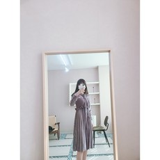 보리샵 고급스러운 기본핏 벨벳주름원피스