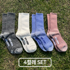  (울숨워크)(4켤레 SET) 메리노울 HIKER 장목 양말 울 60% 등산 트레킹 하이킹, 그레이멜란지/아이보리화이트 x 2켤레씩 