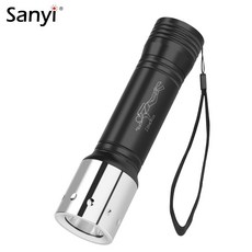 Sanyi 3800lm xml t6 led 방수 스쿠버 다이빙 손전등 다이버 수중 20 m 플래시 라이트 18650 손목 스트랩과 토치|LED 손전등|, 1개, 단일, 단일