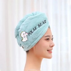매직 샤워 캡 욕실 헤어 터번 회전 머리띠 소프트 타월 슈퍼 흡, 1개, 2.연청색