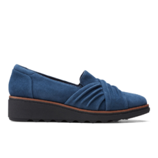 [미국 직구] 클럭스 Clarks Sharon Villa Wedge Slip-On Shoes 여성 캐쥬얼화 (Navy | D)