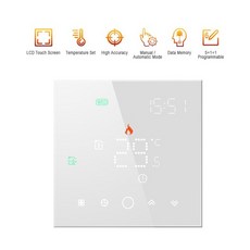 95240V WiFi 스마트 온도 조절기 5 1 1 6주기 프로그램 가능 온도 조절기 음성 APP 제어 물 난방 온도 조절기 스마트 온도 조절 시스템, 하얀, 비 Wi-Fi