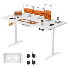 Homall 모션데스크 HE-01 전동 높이조절 스탠딩 책상 공부 사무 게임용 조절 스탠드 테이블, 화이트