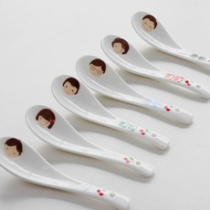 썬구매대행 작은 숟가락 부 자기업 큐트 패밀리 티스푼 독창적 수프를조절 바가지 도자기 먹다 밥주걱, 해피 일가 티스푼 부모님 아들 여성