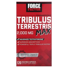 Force Factor Fundamentals 트리블러스 Terrestris 맥스 2 000mg 베지 캡슐 120정캡슐 1정당 500mg, 1개, 120정