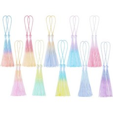 salbsever 20pcs 미니 태슬 북마크 코드 루프 핸드메이드 10컬러 실크 소프트 크래프트 북마크용 13cm/5인치 소형 DIY 공예 열쇠고리 보석 만들기