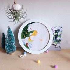 양모펠트 뽀송이 DIY 재료 가방 초학 핸드메이드 제작 곰을 껴안다 퀼트 테 그림 손수 동물 진열 장식품, 허그 북 극곰  화이바 액자 _도구