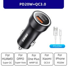 TG 차량용 휴대폰 충전기 PD 20W 듀얼 포트 C타입 USB 담배 라이터 어댑터 아이폰 호환 화웨이용 고속 충전 100W, 04 PD20 QC30 and Cable
