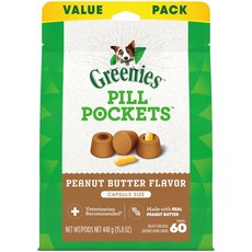 GREENIES PILL POCKETS 개를 위한 땅콩 버터 알약 크기의 부드러운 간식 15.8 온스. 팩 (60개), 60g, 1개, Chicken, 1.2 Pound (Pack of 1)