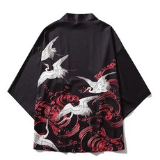 호환 구름 바다 파도 크레인 프린트 셔츠 의류 전통 하오리 코스프레 기모노 여성 남성 일본 streetwear 카, 16 110 for height 110cm, 01 hf-666