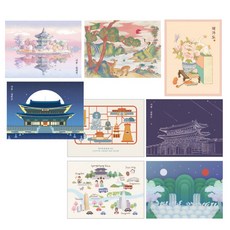 모닝글로리 500 한국 엽서 8p 세트, 혼합 색상, 1세트 혼합 색상, 1세트