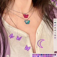 하라주쿠 Y2K 여성을위한 밝은 무지개 나비 펜던트 목걸이 다채로운 매력 멋진 빈티지 동물 초커 목걸이 쥬얼리 선물|펜던트 목걸이|