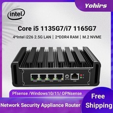 초소형PC 미니 일체형 11 세대 인텔 NIC HDMI DP RJ45 COM 윈도우 11 리눅스 우분투 방화벽 i5 1135G7 4xLAN, 없음, 30.64G Ram 1TB NVME - i5 1135G