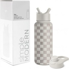 Simple Modern 탄산 제조기 소다 메이커 탄산수 기계 빨대 뚜껑 현대 물병 진공, Pattern: Checkmate_32oz (2 Lid