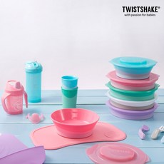 트위스트쉐이크 흡착식판 미니+그릇2종(플레이트+3칸), 라이트핑크, 1개