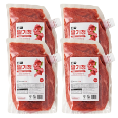 푸드마실 진짜 딸기청 카페용 수제 과일청 대용량 딸기라떼, 4개, 1kg