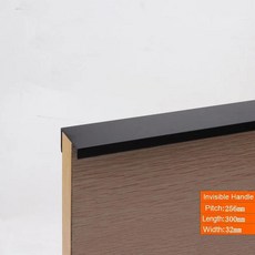 프리미엄 계단 손잡이WV 실버 숨겨진 캐비닛 핸들 블랙 현대 직각 미니멀리스트 서랍 옷장 부엌 문 보이지, 2. 300mm-Black, 1개