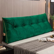 침대 헤드 삼각 대형쿠션 등받이 옆면 다용도활용, 그린 + 60x50x20cm