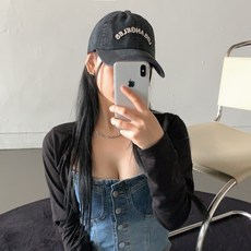 블루씨티 데님 로스앤젤레스 스티치 자수 청모자 남녀공용 볼캡 모자