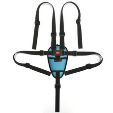 유모차 어린이 안전벨트 보호벨트 5점식 벨트 하네스 스트랩 조절식 식탁 의자 3점식 가드, 블랙5점식+블루가랑이패드, 1개