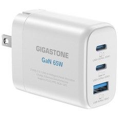 GIGASTONE 立達 GaN氮化鎵三孔快速充電器 65W, USB-C 三孔, PD-7653W/PD-7653B, 支援PD&QC雙快充, 白色, 1個