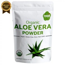 Iyasa Holistics 비타민 및 피부 관리용 알로에 베라 파우더 USDA 유기농 알로에 4 8 16온스, 16 oz, 453g, 1개