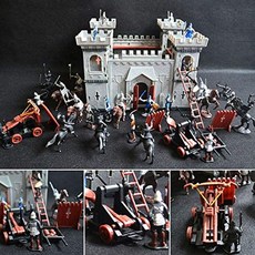 HONGY DIY Castle Building 중세 중세 군사 플라스틱 요새 모델 키트 세트 피규어 군인 기사 시뮬레이션, One Color_Schloss Modell, One Color_Schloss Modell, 상세 설명 참조0