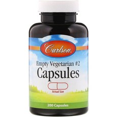 Carlson Labs 식물성 2호 빈 캡슐 캡슐 200개