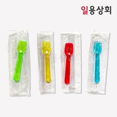 [ILYONG] 일회용 숟가락 CK 95mm 1매씩 낱개포장 6000개 4색혼합 아이스크림 젤라또 스푼, 1개
