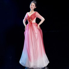 합창복이다 롱 스커트 여성 공연복 중년 레드 노래 경기복 룩모즈 빅합창단 드레스 어른