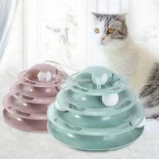 3/4 레벨 고양이 장난감 타워 트랙 대화형 지능 훈련 놀이 플레이트 애완 동물 제품 터널, [04] Pink3, 1개