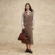 여성패션 가을 치마 200울하프 스커트 여24 허리밴딩 A라인 태슬백 DL3