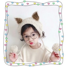 겨울 방한 털 니트 유아 아기 아이 야옹이 고양이 귀도리 귀돌이 귀마개