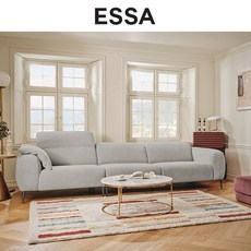 아이브 4인 헤드기능 리브 패브릭 소파, 크림라떼