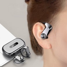 Fowod Q2 귀걸이 운동 무선 블루투스 이어폰, 블랙
