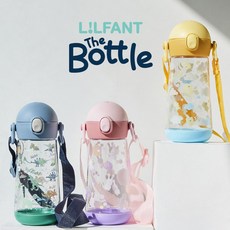 홈앤키즈 릴팡 더보틀 원터치 어깨끈 트라이탄 물통 470ml 유아 어린이 초등학생 물병 다이노 스노우래빗 옐로베 단체선물, 더보틀 원터치 어깨끈 트라이탄 물통(다이노), 1개