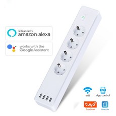 와이파이 스마트 전원 스트립 서지 보호기 4 EU 플러그 콘센트 알렉사 구글 홈에 의해 USB 음성 원격 제어와 전기 소켓|전기소켓 부대용품|, EU PLUG, 1개, 단일