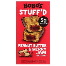 Bobo's Oat Bars Stuff'd Peanut Butter Berry Jam 12 2.5 oz (70.8 g) Each, 1개, 70.8g
