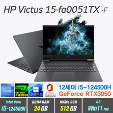 HP Victus 15-fa0051TX + Win11 Pro 포함 / RTX3050 / 인텔12세대 i5 / 게이밍노트북, 24GB, 512GB, 인텔 12세대 i5 12450H, Mica Silver